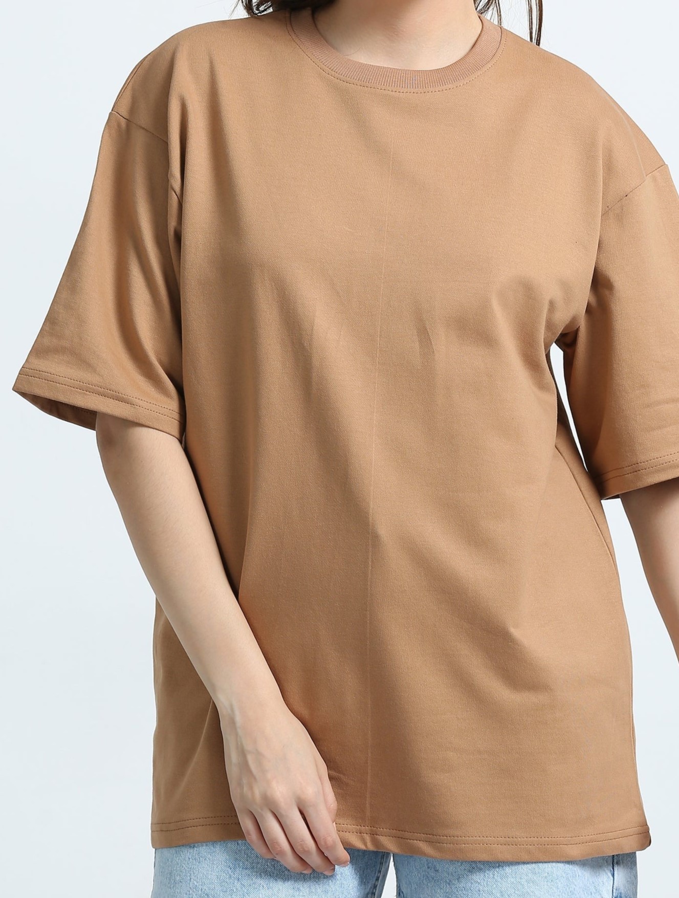Women’s Chikoo Tan Oversize T-Shirt (Premium)