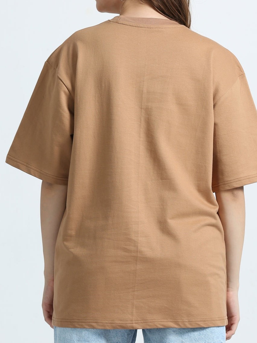 Women’s Chikoo Tan Oversize T-Shirt (Premium) - Image 2