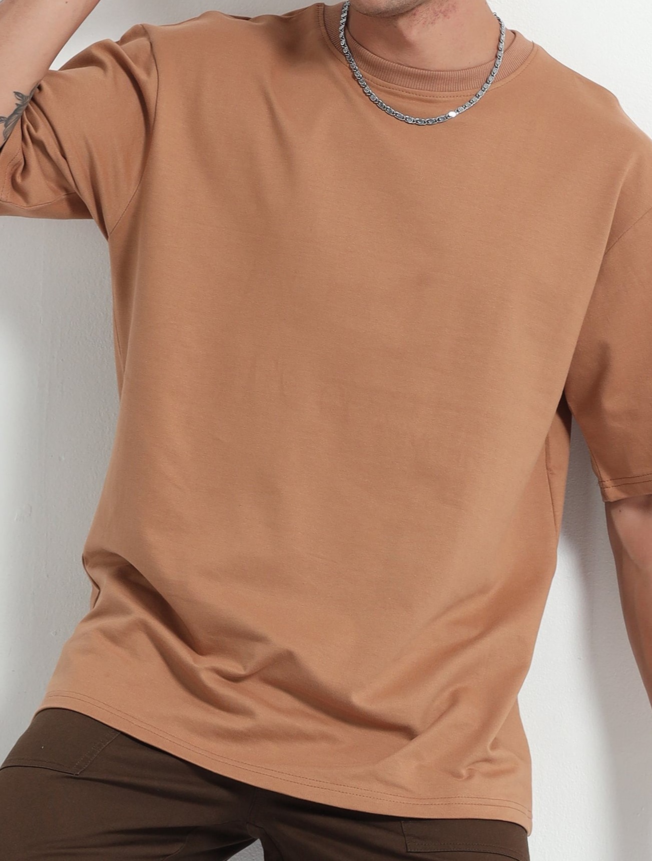 Men’s Chikoo Tan Oversize T-Shirt (Premium)
