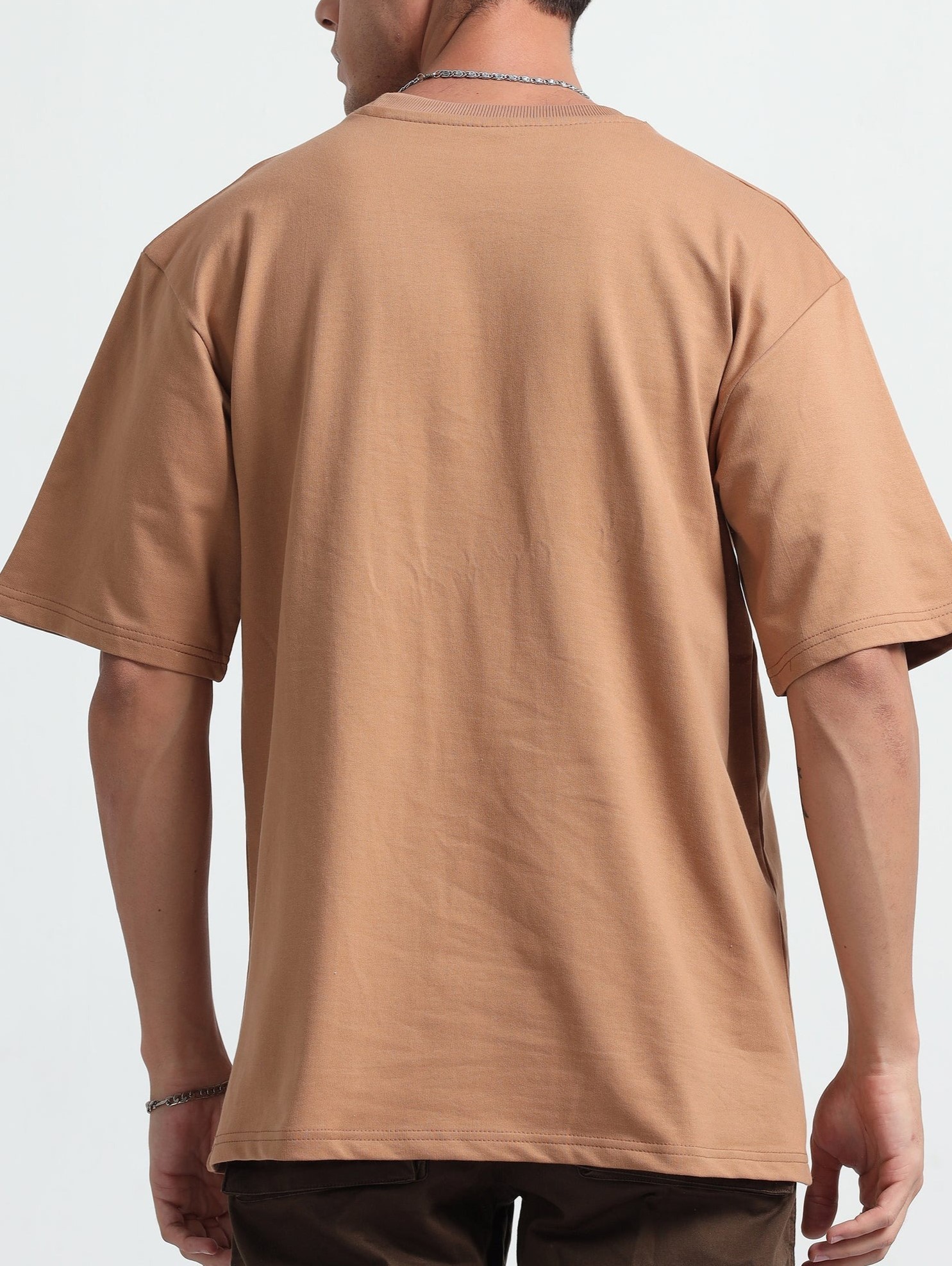Men’s Chikoo Tan Oversize T-Shirt (Premium) - Image 2